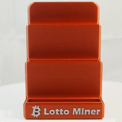 Socle 3 NM Miner vide vu de face - gravure Lotto Miner sur la façade orange