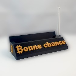 Socle NM Miner Bonne chance seul - gravure dorée sur socle noir imprimé en 3D
