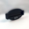 Socle NM Miner BTC vu de trois quarts - gravure BTC sur la façade noire