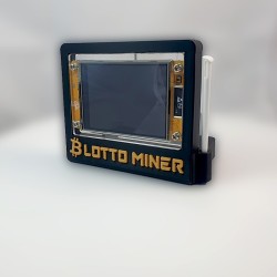 Socle Lotto Miner équipé vu de trois quarts - le mineur incliné dans son cadre