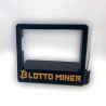 Socle Lotto Miner vide vu de face - plaque gravée Lotto Miner sur le cadre noir