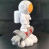 Statuette astronaute Bitcoin vue de dos - dos du casque et réacteurs de la fusée en impression 3D