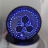 Enseigne Ripple lumineuse allumée - halo bleu autour du logo Ripple gravé en 3D