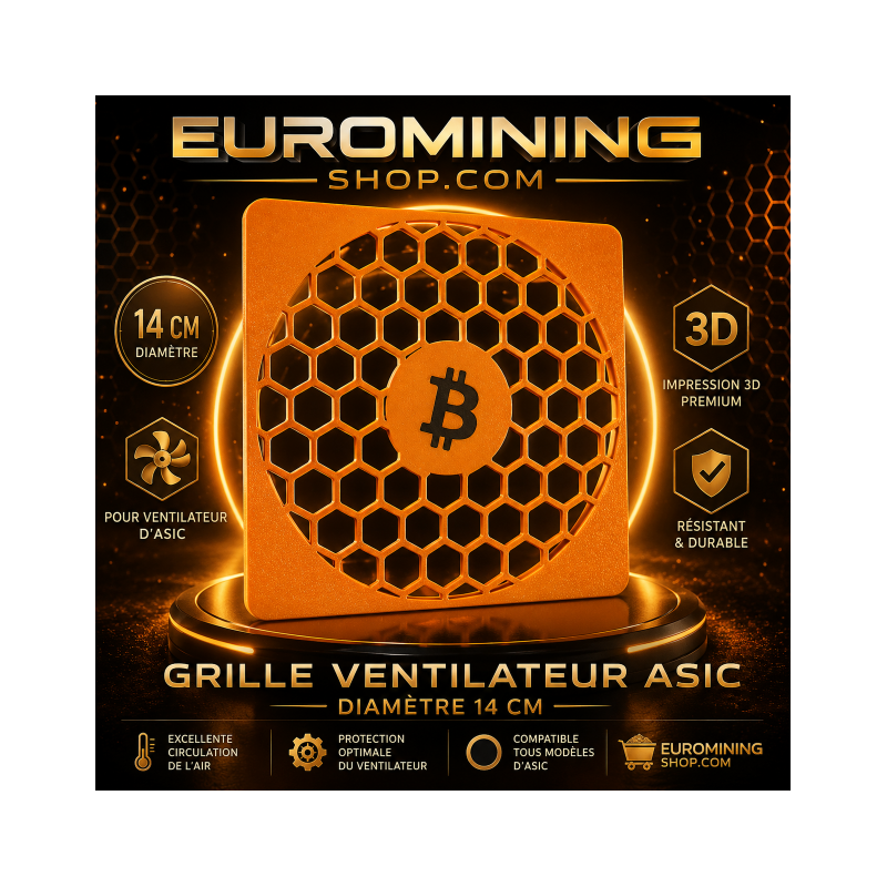 Grille de ventilation Bitcoin pour ventilateur 140 mm de mineur ASIC, impression 3D