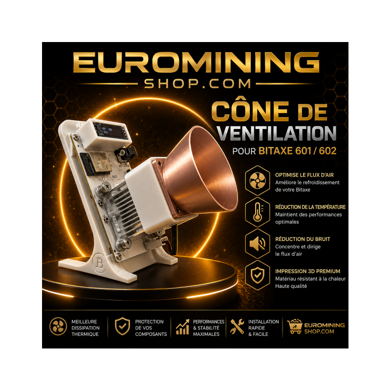 Cône de ventilation 40 mm pour Bitaxe - accessoire imprimé en 3D pour canaliser l'air chaud