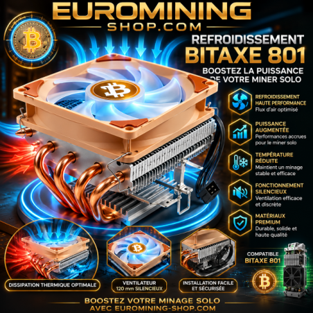 Ventilateur de refroidissement processeur pour Bitaxe - radiateur cuivre à caloducs