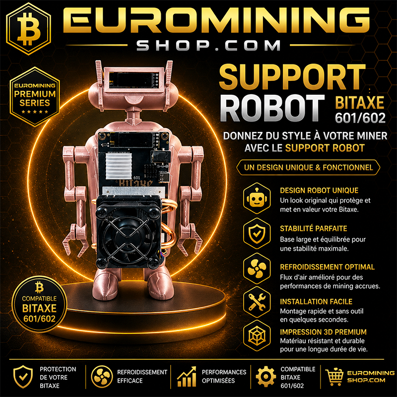 Socle robot pour Bitaxe 601 et 602 - support imprimé en 3D en forme de robot