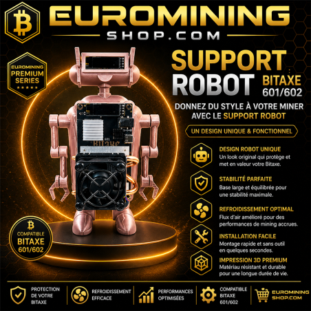 Socle robot pour Bitaxe 601 et 602 - support imprimé en 3D en forme de robot