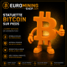 Figurine Bitcoin sur pieds en impression 3D - logo BTC personnifié avec bras et jambes