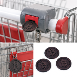 Lot de 3 jetons de caddie Bitcoin en impression 3D - jetons au logo BTC pour chariot de supermarché