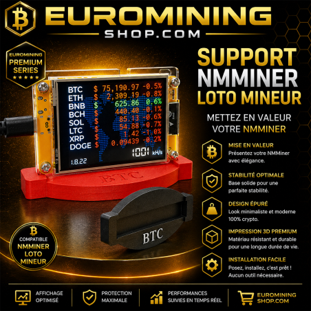 Socle individuel NM Miner BTC - support imprimé en 3D gravé BTC pour lotto miner