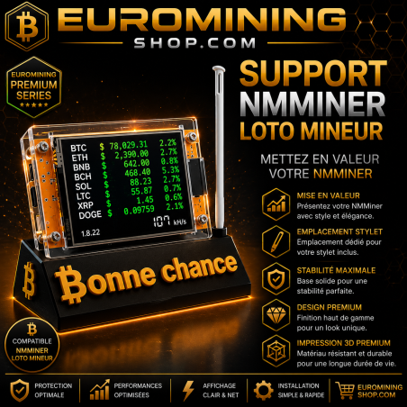 Socle NM Miner Bonne chance - support individuel imprimé en 3D pour lotto miner