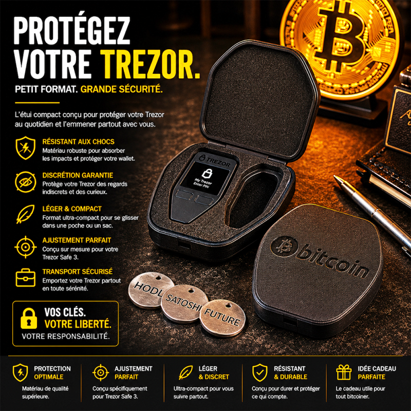 Étui de rangement Trezor petit modèle - coque ovale de protection imprimée en 3D