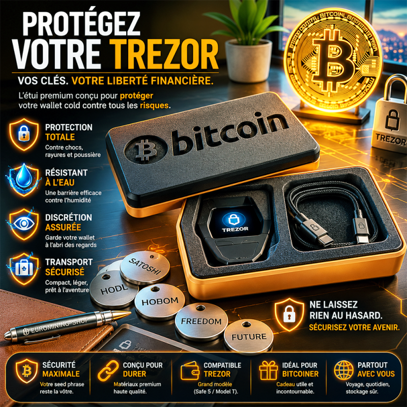 Étui de rangement Trezor grand modèle - boîte de protection imprimée en 3D gravée bitcoin