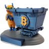 Statuette Bitcoin Hyper vue arrière - dos du personnage et intérieur du wagonnet