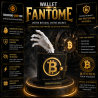 Wallet Fantôme en impression 3D - coffre noir au logo Bitcoin doré et main fantomatique