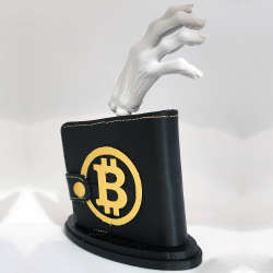 Wallet Fantôme vu sous un autre angle - main levée et détail de l'impression 3D