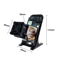 Dimensions du Bitaxe 602 sur son support - schéma coté du mineur solo 1,50 TH/s