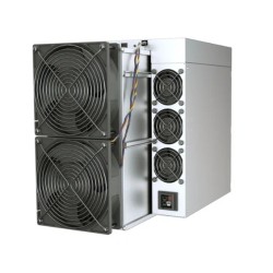 Antminer S21 Pro+ vu de trois quarts arrière - connectiques et double ventilateur