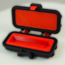 Étui mini coffre ouvert vu de dessus - compartiment rouge du coffret vide