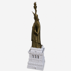 Statuette Bitcoin la Liberté de profil - drapé de la robe et torche levée, impression 3D