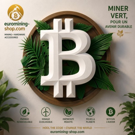 Ornement mural Bitcoin végétale - le logo BTC en relief sur un feuillage, minage vert et énergies renouvelables