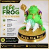 Statuette pepecoin the frog en impression 3D : Pépé en roi des meme coins sur sa licorne