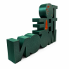 Dos de la statuette le Bitcoin to the moon : lettres pleines en vert sapin imprimées en 3D