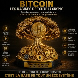 Statuette Les racines de toutes les cryptomonnaies en impression 3D dorée - Euro Mining Shop