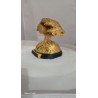Profil de la statuette racines Bitcoin, tronc doré et socle noir laqué