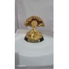 Statuette racines de la crypto de face, tronc ouvragé et plaque gravée