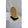 Dos du trophée pour le minage, médaillon doré lisse sur son socle noir
