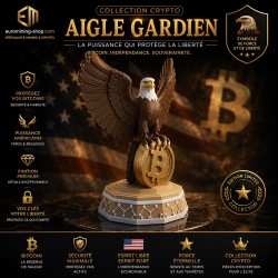Statuette L'Aigle, le gardien du Bitcoin en impression 3D, visuel d'ambiance Euro Mining Shop