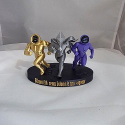 Socle gravé Bitcoin Ethereum Solana le trio gagnant, statuette en impression 3D