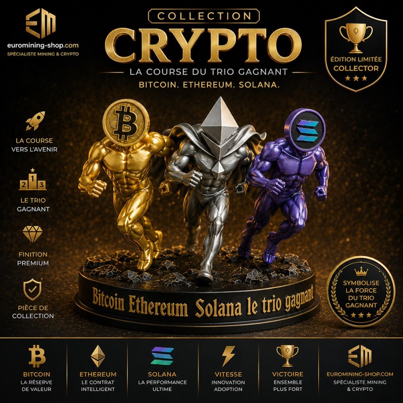 Statuette La course du trio gagnant en impression 3D, visuel d'ambiance Euro Mining Shop