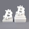Trophées Bitcoin simple et double socle côte à côte - impression 3D blanche, deux modèles au choix