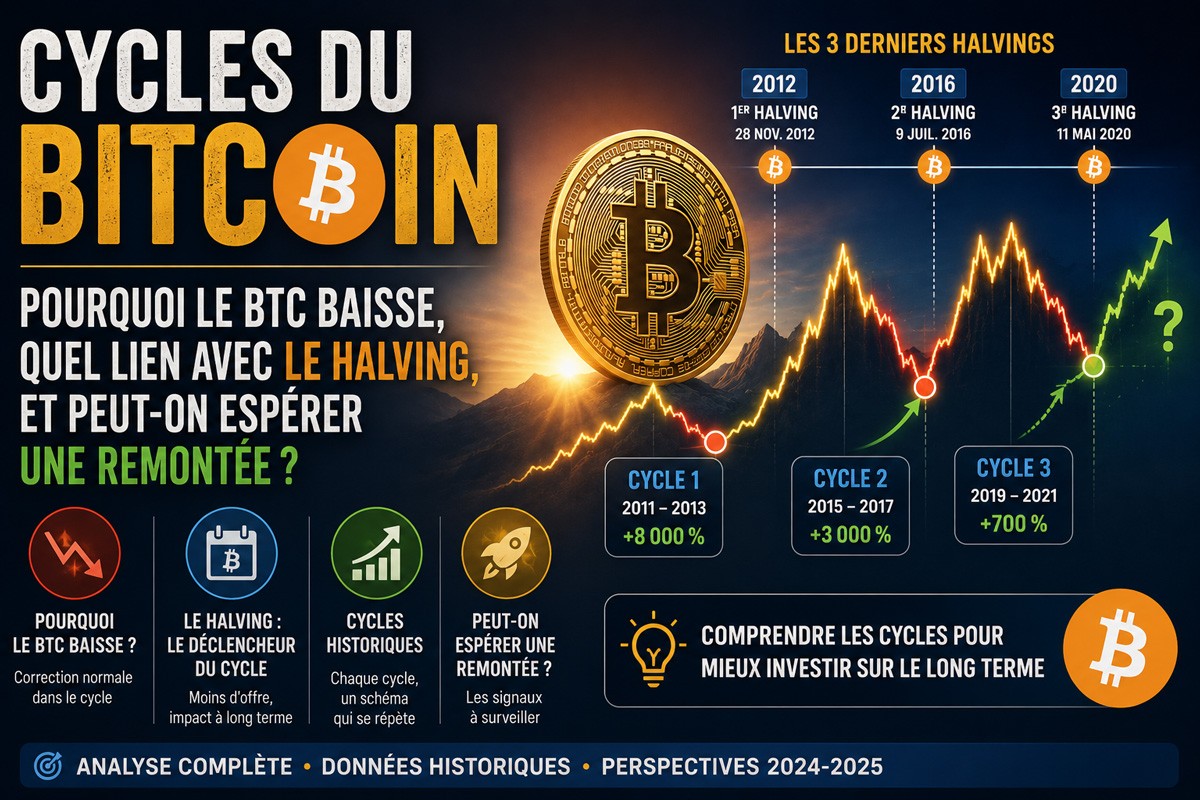 Cycles du Bitcoin : pourquoi le BTC baisse, quel lien avec le halving, et peut-on espérer une remontée ?