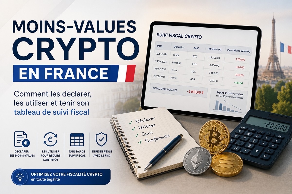 Moins-values crypto en France : comment les déclarer, les utiliser et tenir son tableau de suivi fiscal