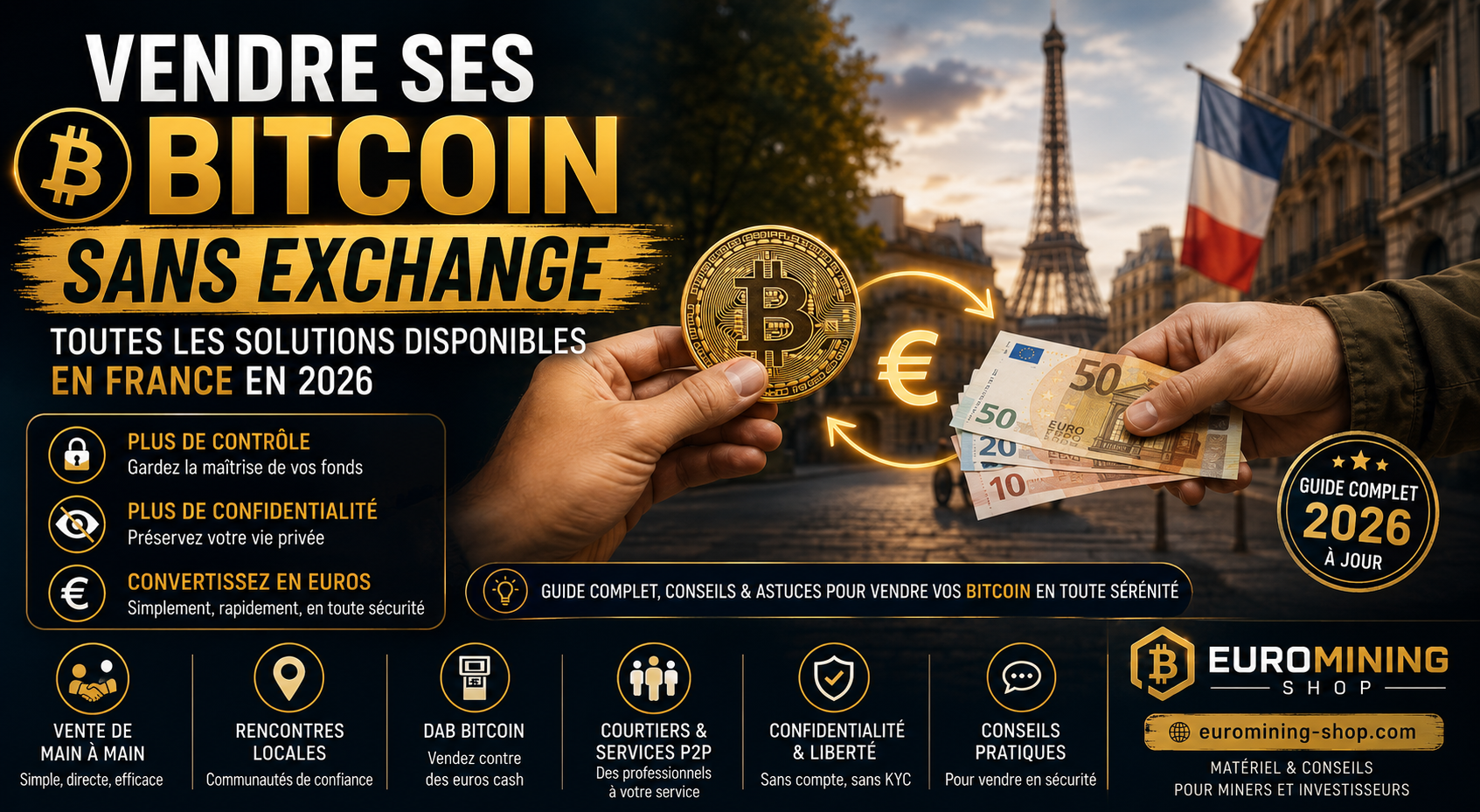 Vendre ses Bitcoin sans exchange : toutes les solutions disponibles en France en 2026