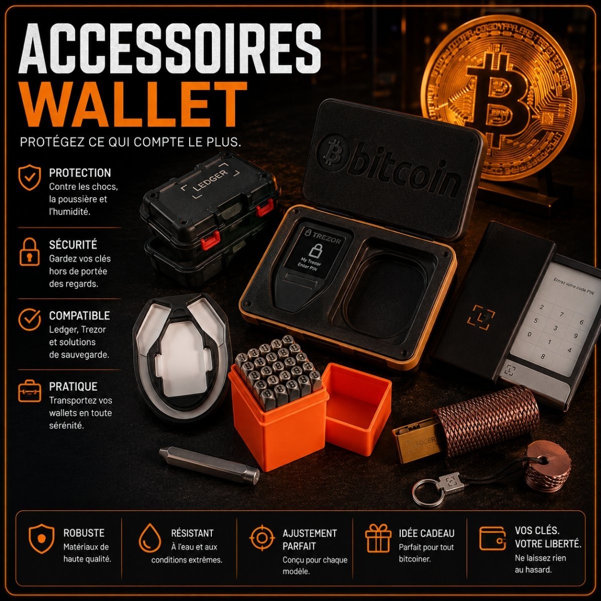 Wallet et accessoires pour cryptomonnaie